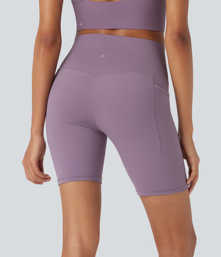 halara ultrasculpt cool quick dry high waisted tummy control hiking biker shorts 7 mit taschen-upf 50