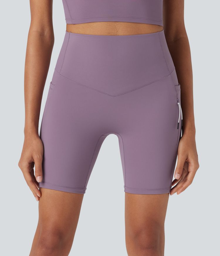halara ultrasculpt cool quick dry high waisted tummy control hiking biker shorts 7 mit taschen-upf 50