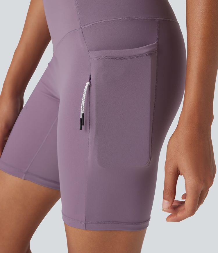 halara ultrasculpt cool quick dry high waisted tummy control hiking biker shorts 7 mit taschen-upf 50