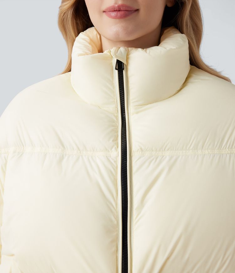 lässige steppjacke mit stehkragen kordelzug am saum und taschen