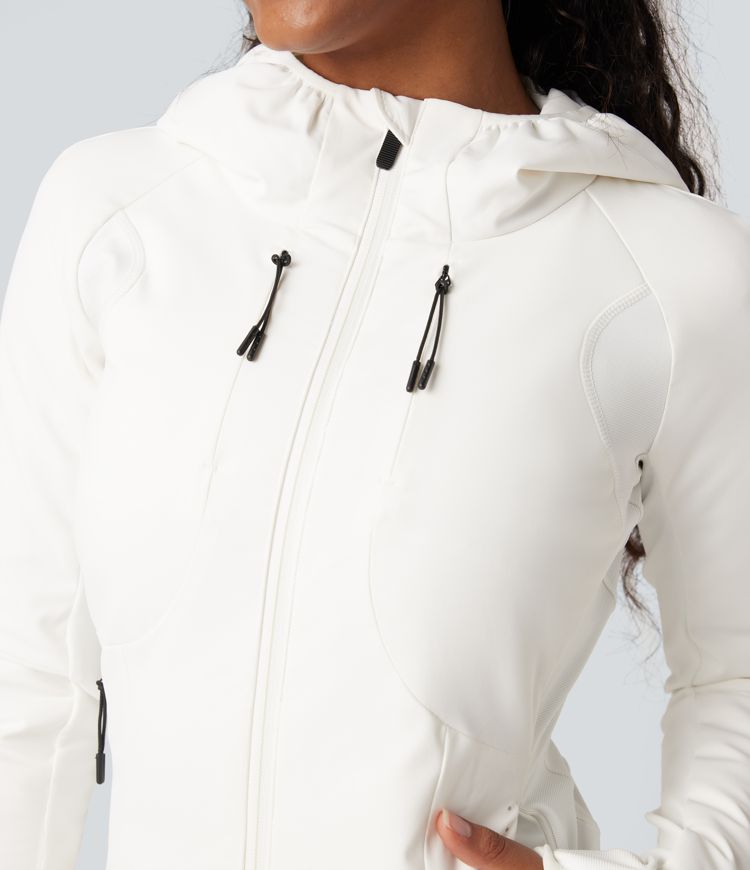 reflektierende daunen-laufjacke mit kapuze und taschen