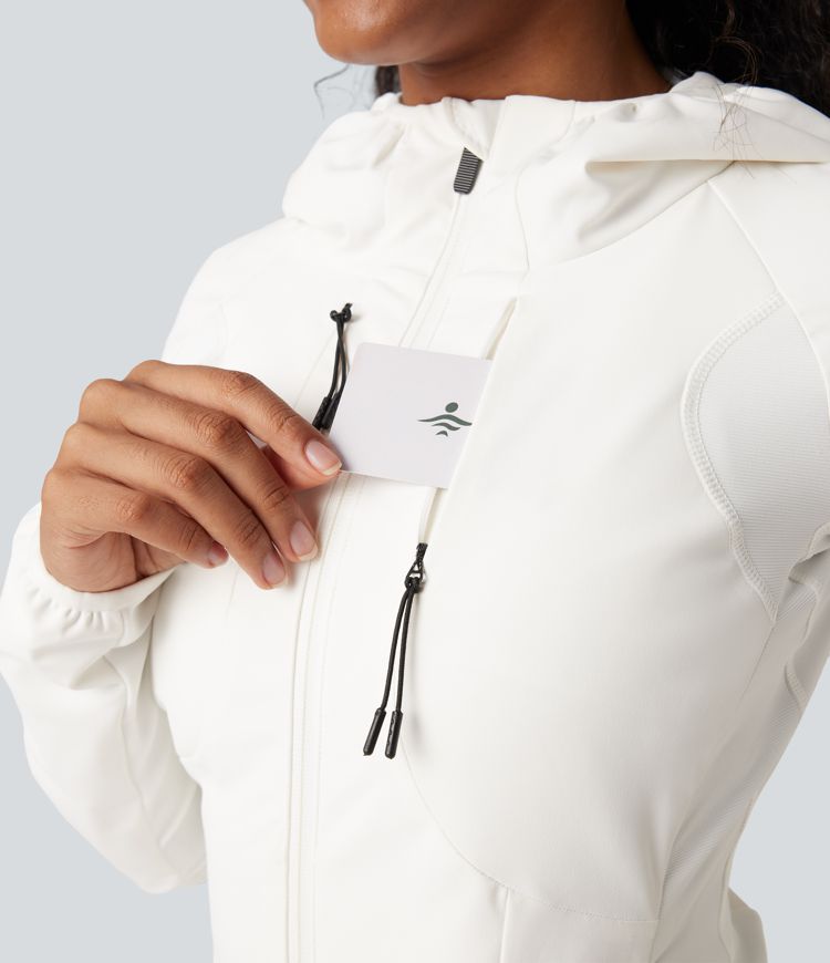 reflektierende daunen-laufjacke mit kapuze und taschen