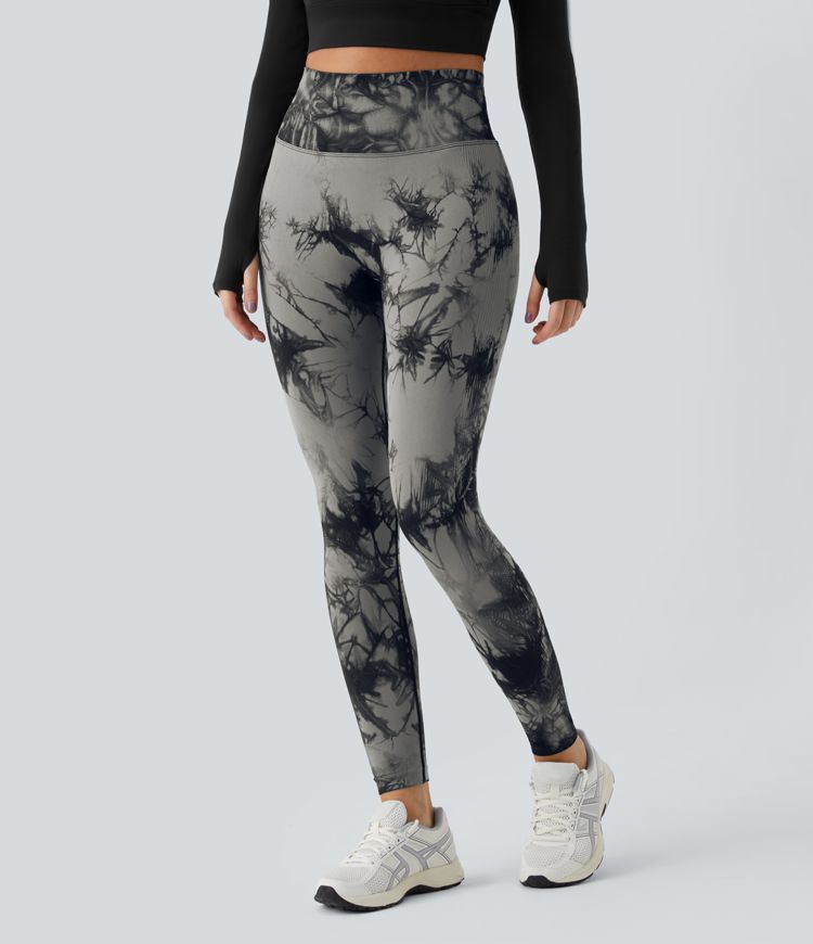 oneform seamless flow high waisted tie dye yoga leggings