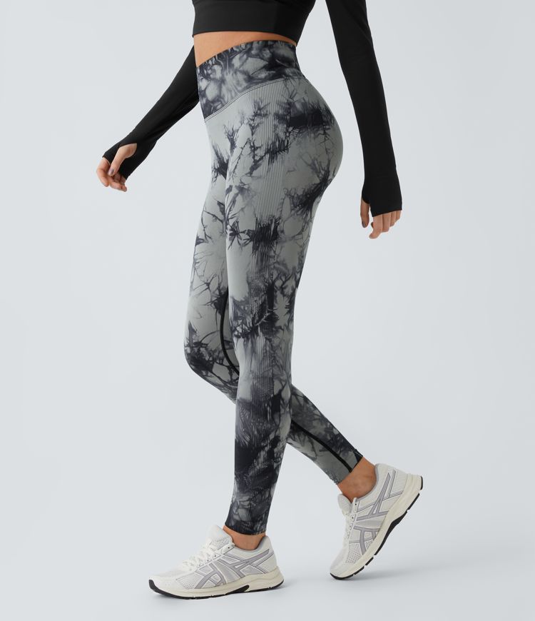 oneform seamless flow high waisted tie dye yoga leggings