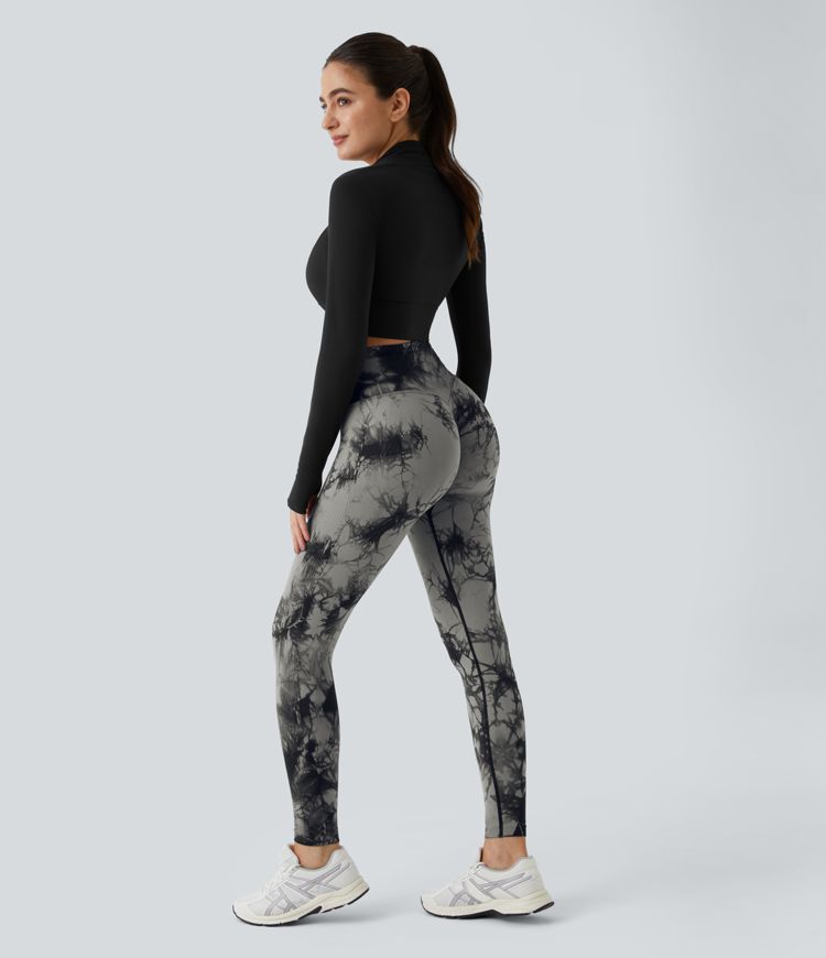 oneform seamless flow high waisted tie dye yoga leggings