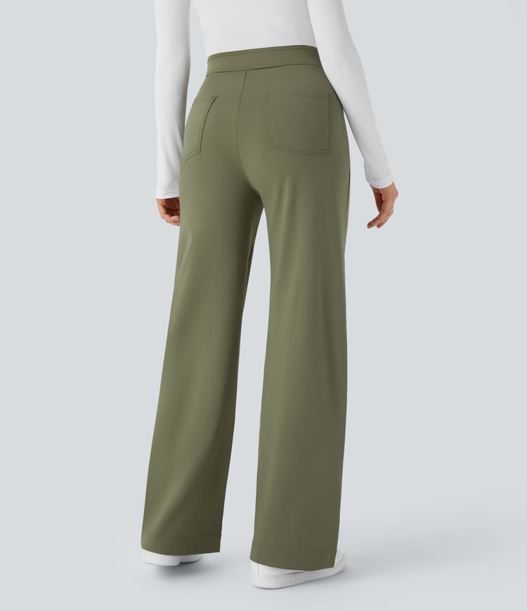 softlyzero plüsch-thermohose mit hohem bund taschen und geradem bein