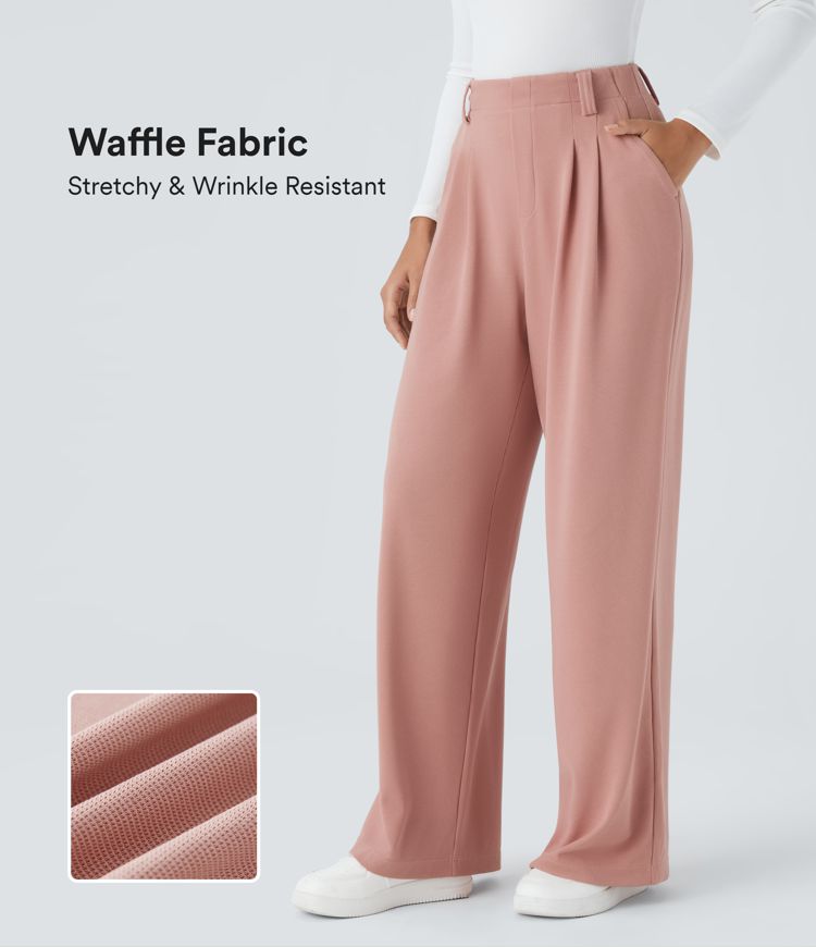 halara flex arbeitshose mit hohem bund taschen und weitem bein waffelsohle