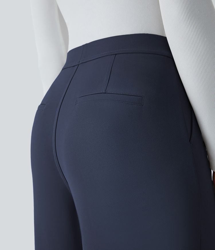 halara flex arbeitshose aus kreppstoff mit hohem bund geradem bein und taschen