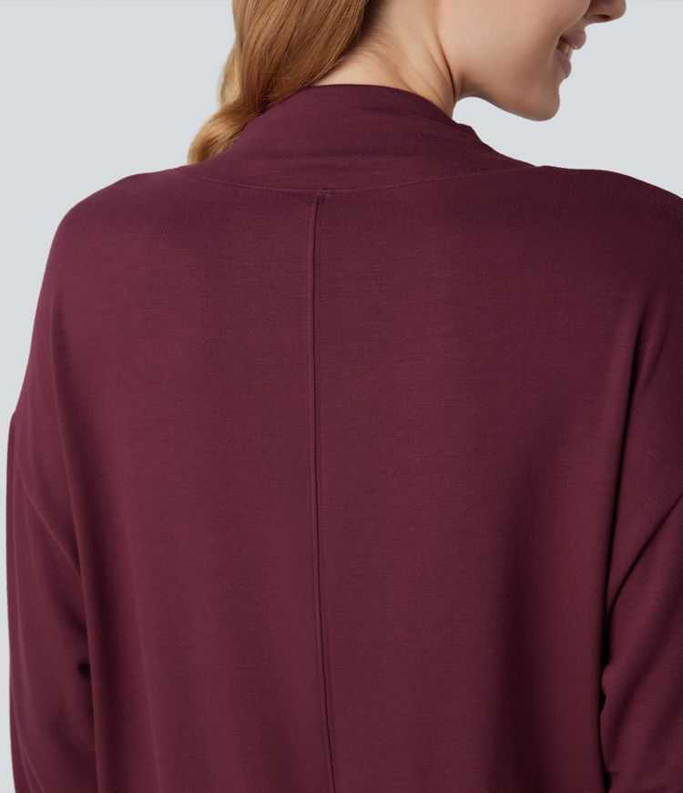 halara heatcore mock neck langarm-yoga-sporttop mit taschen