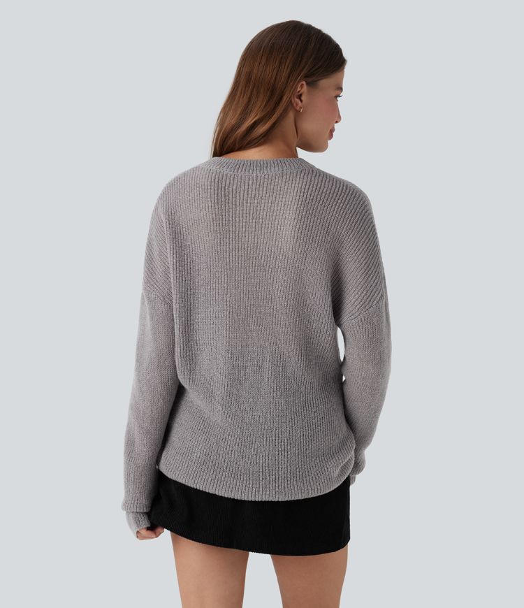 lässiger langarmpullover mit überschnittenen schultern