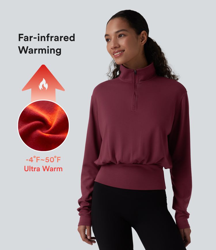 halara heatcore mock neck half zip langarm-arbeits-sweatshirt