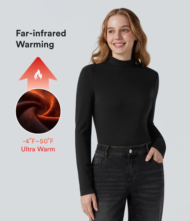 halara heatcore langarm-freizeit-wärmeshirt mit stehkragen
