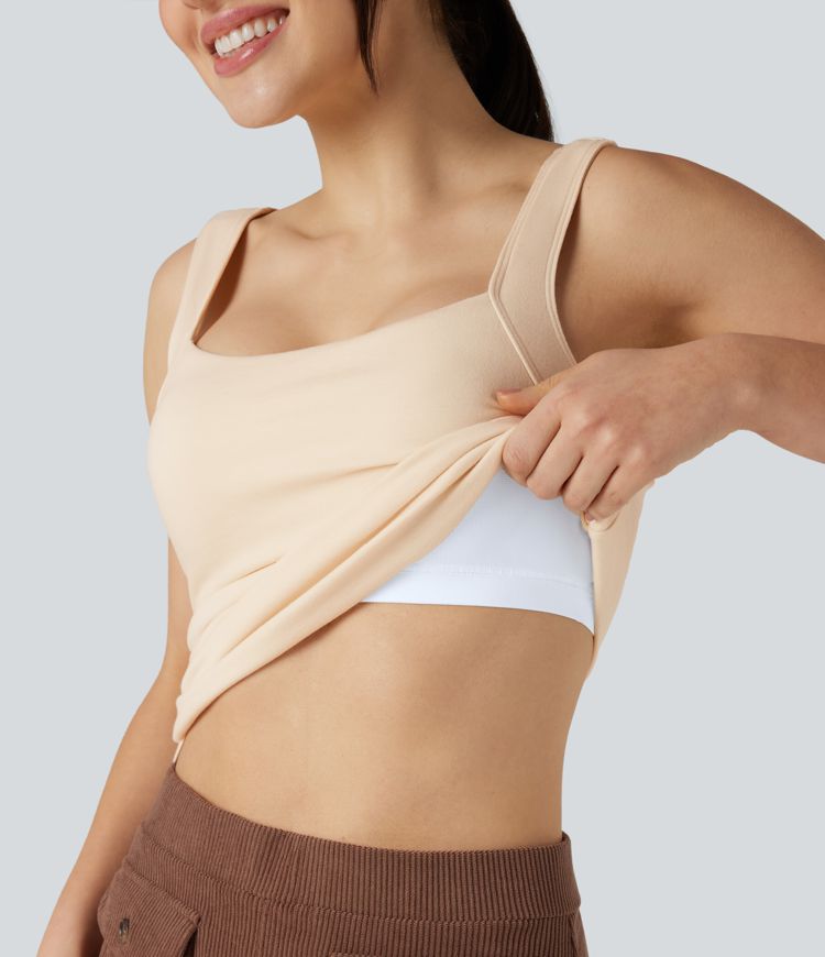 lässiges wärmendes tanktop mit quadratischem ausschnitt