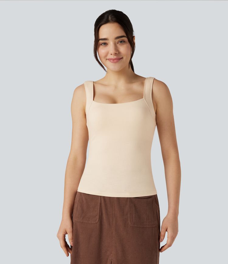lässiges wärmendes tanktop mit quadratischem ausschnitt