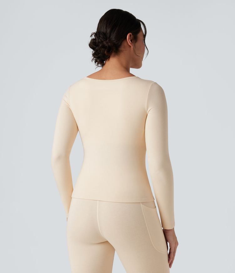 halara heatcore langarmshirt mit rundhalsausschnitt und integriertem bh – wärmend und lässig