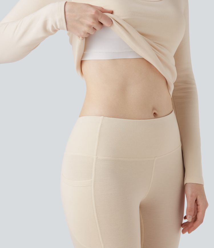 halara heatcore langarmshirt mit rundhalsausschnitt und integriertem bh – wärmend und lässig