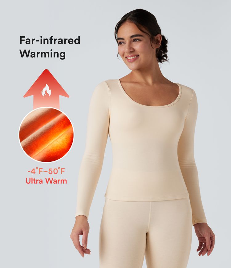 halara heatcore langarmshirt mit rundhalsausschnitt und integriertem bh – wärmend und lässig