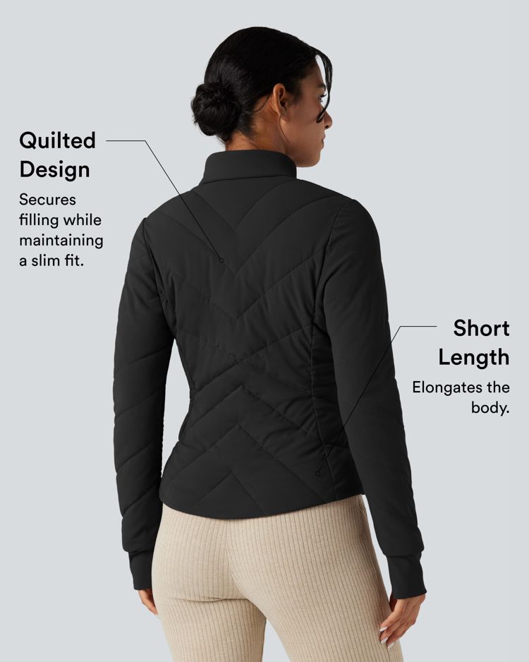 puffflex stehkragen lange Ärmel daumenlöcher lässige steppjacke mit taschen