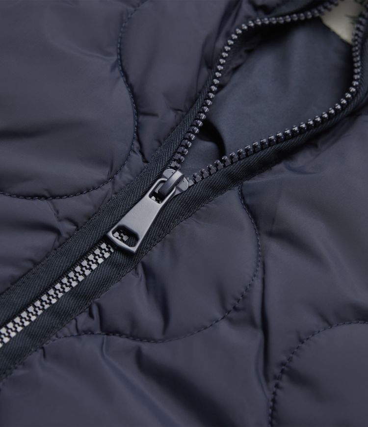 lässige gesteppte freizeitjacke mit hohem kragen reißverschluss langen Ärmeln und taschen