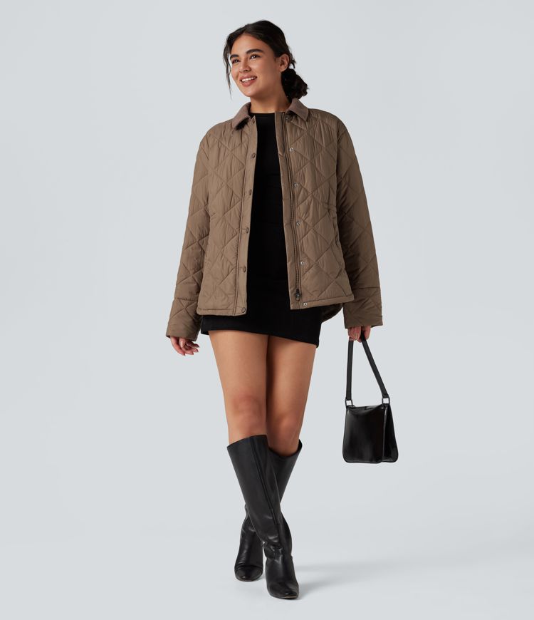 strapazierfähige wasserabweisende kontrastfarbene cord-freizeitjacke mit kordelzug und taschen