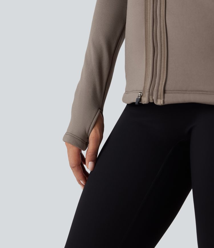 3-in-1 fleecejacke mit hohem kragen langen Ärmeln und daumenlöchern steppweste mit taschen