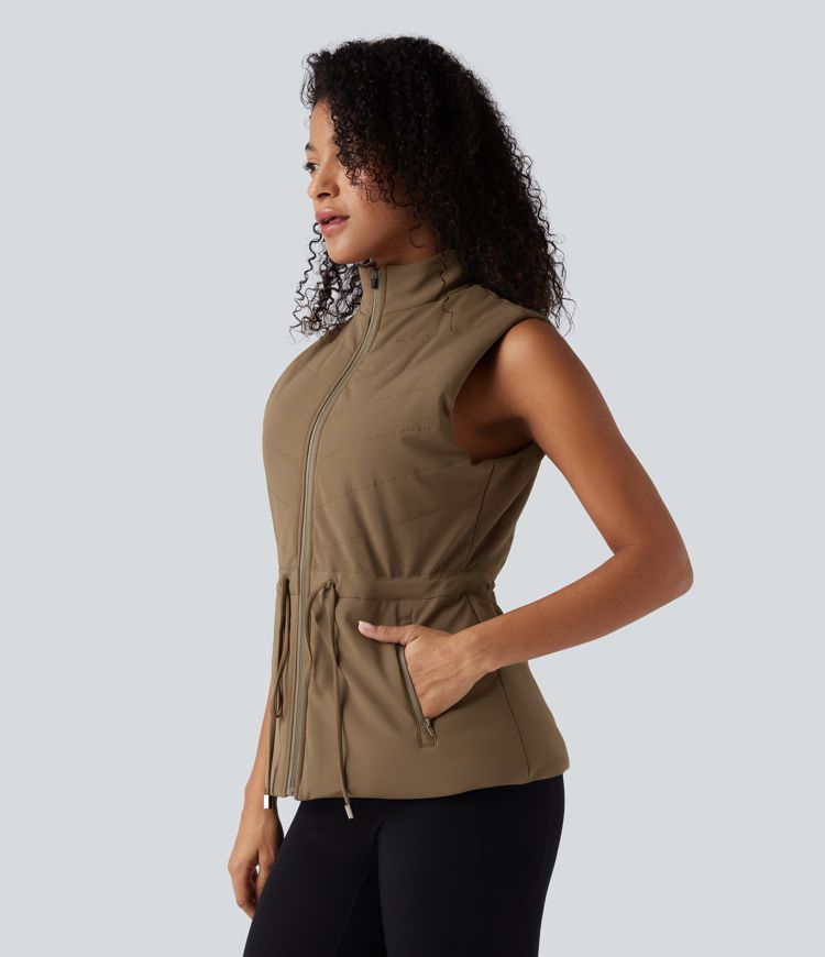3-in-1 fleecejacke mit hohem kragen langen Ärmeln und daumenlöchern steppweste mit taschen