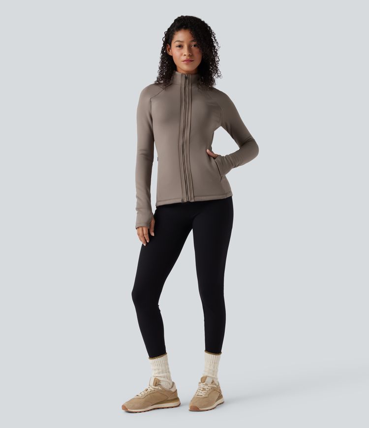 3-in-1 fleecejacke mit hohem kragen langen Ärmeln und daumenlöchern steppweste mit taschen