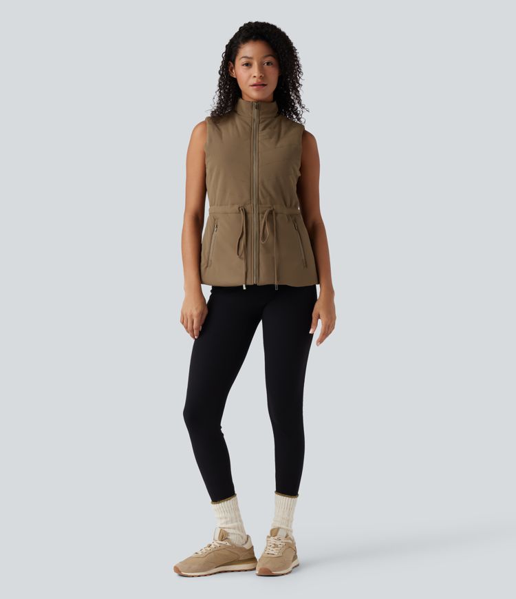 3-in-1 fleecejacke mit hohem kragen langen Ärmeln und daumenlöchern steppweste mit taschen