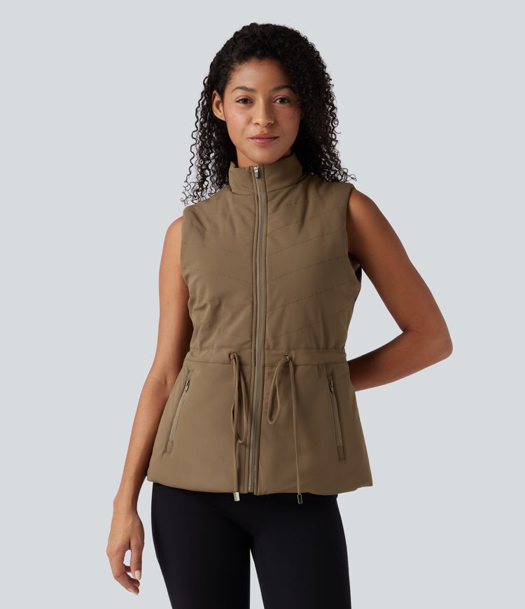 3-in-1 fleecejacke mit hohem kragen langen Ärmeln und daumenlöchern steppweste mit taschen