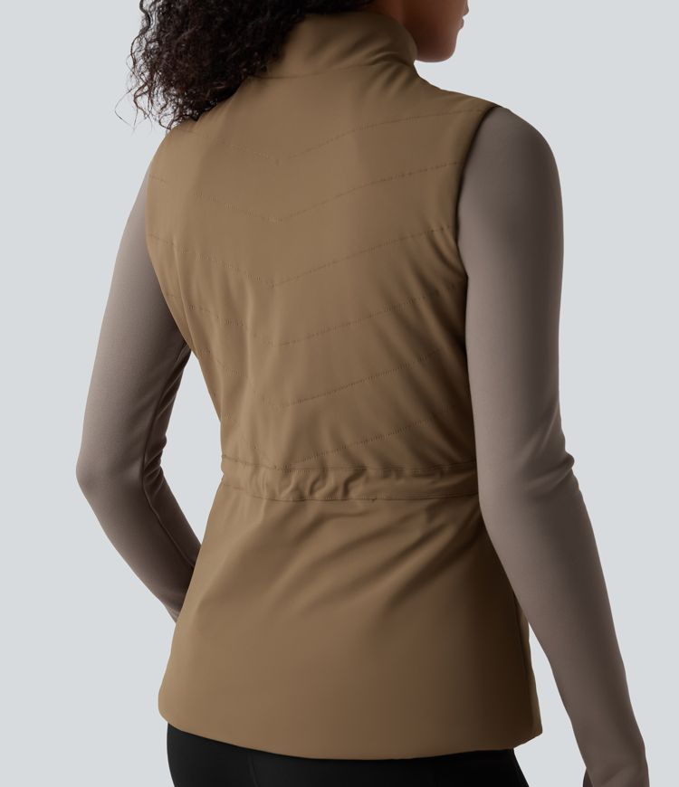 3-in-1 fleecejacke mit hohem kragen langen Ärmeln und daumenlöchern steppweste mit taschen