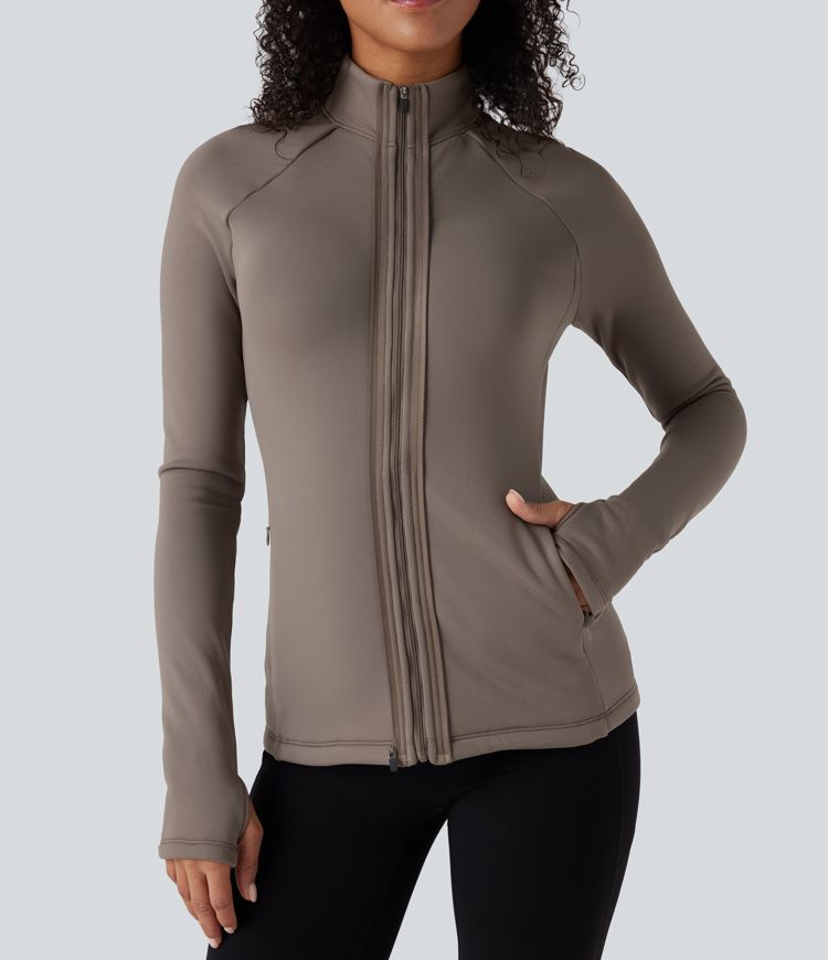 3-in-1 fleecejacke mit hohem kragen langen Ärmeln und daumenlöchern steppweste mit taschen