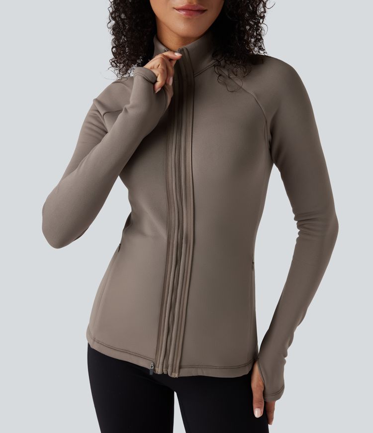 3-in-1 fleecejacke mit hohem kragen langen Ärmeln und daumenlöchern steppweste mit taschen
