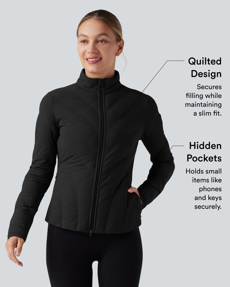 puffflex steppjacke mit hohem kragen langen Ärmeln stretchanteil und taschen