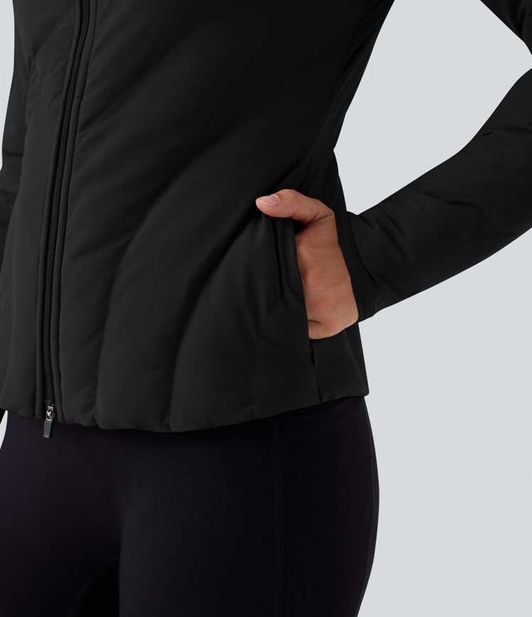 puffflex steppjacke mit hohem kragen langen Ärmeln stretchanteil und taschen