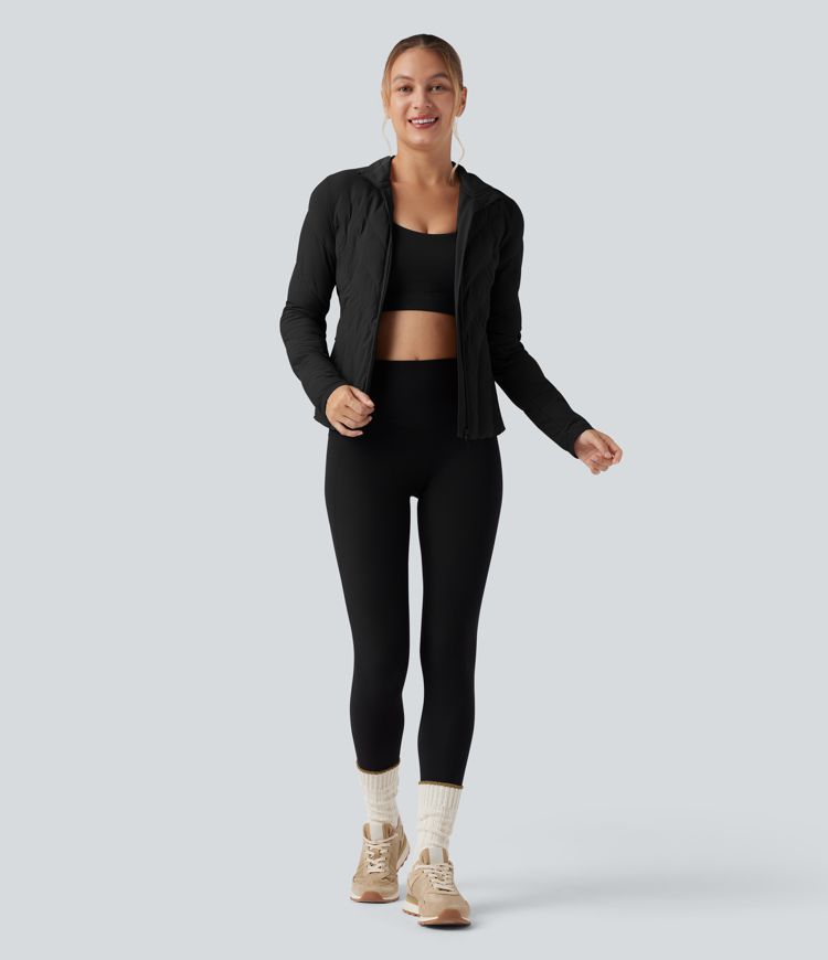 puffflex steppjacke mit hohem kragen langen Ärmeln stretchanteil und taschen