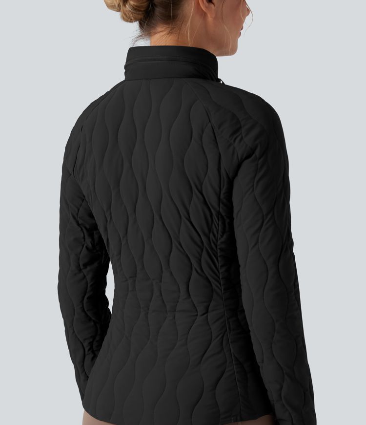puffflex trainingsjacke mit hohem kragen daumenlöchern stretchanteil wattierung taschen und verstaubarem nackenkissen