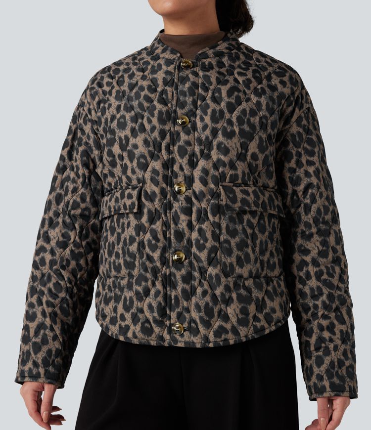 wendbare strapazierfähige wasserabweisende gesteppte freizeitjacke mit abgerundetem saum und taschen
