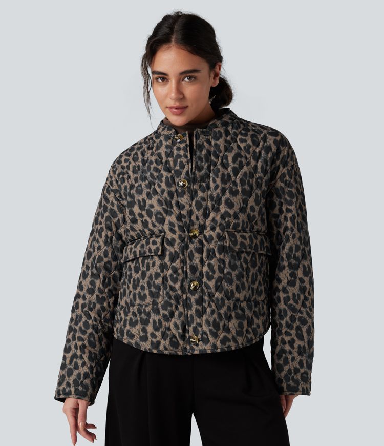 wendbare strapazierfähige wasserabweisende gesteppte freizeitjacke mit abgerundetem saum und taschen