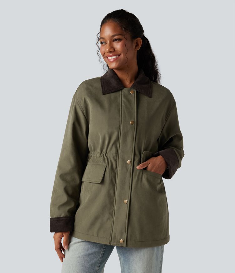 langärmlige lässige stalljacke mit taschen