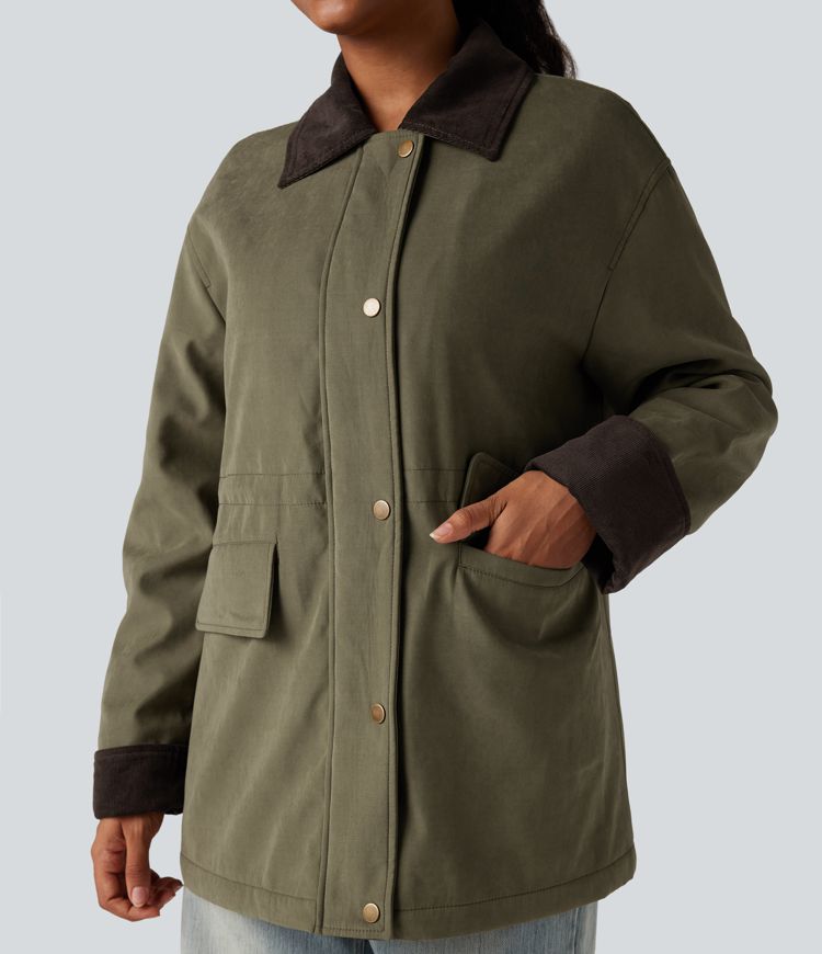 langärmlige lässige stalljacke mit taschen