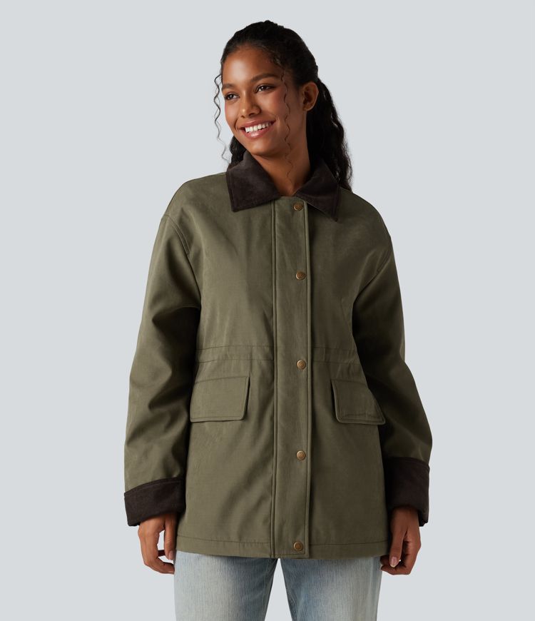 langärmlige lässige stalljacke mit taschen