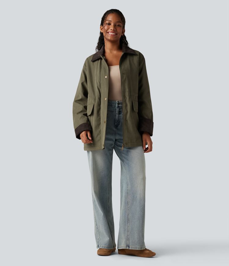 langärmlige lässige stalljacke mit taschen